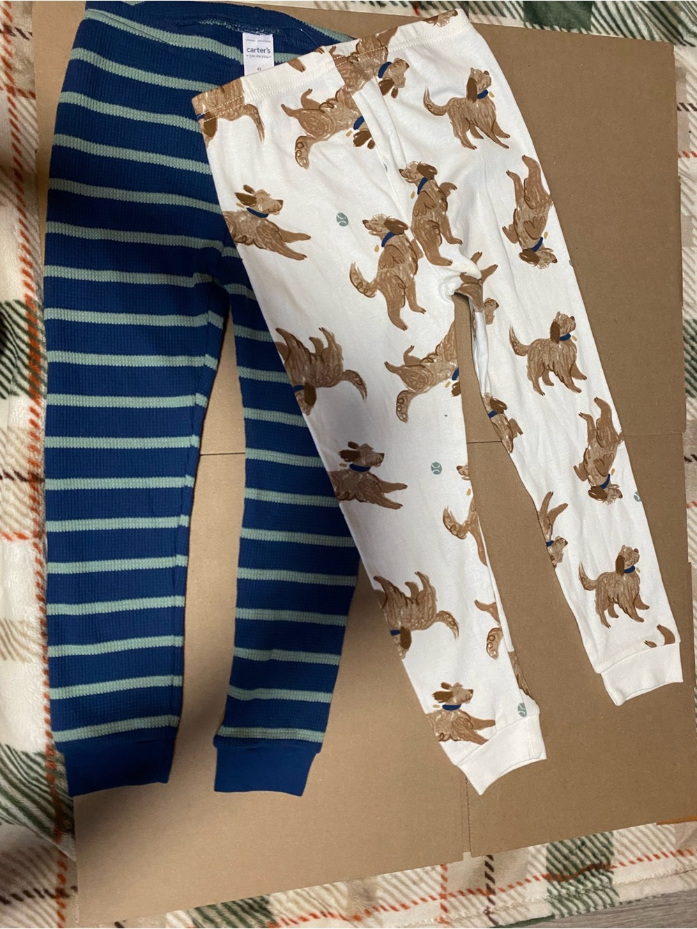 Carter's Boys Blue Striped & White Dog Print Pajama Leggings